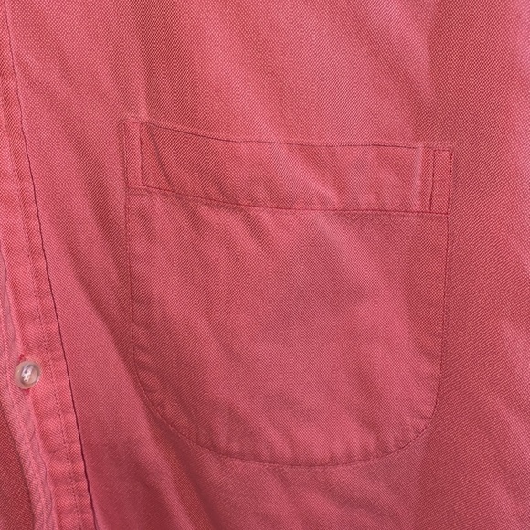 Men’s Medium Lands End Salmon Short Sleeve Button Down Shirt - Picture 3 of 5